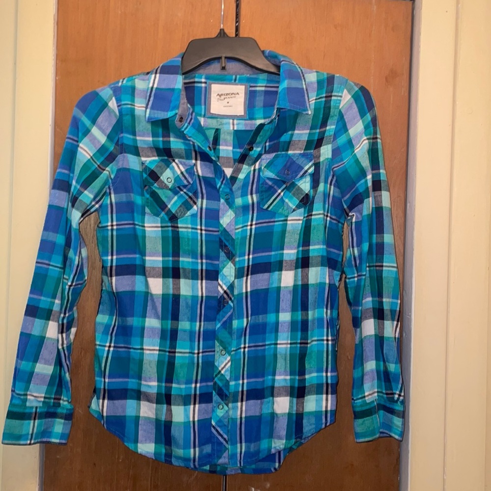 Blue and Teal Plaid Shirt